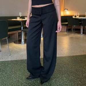 SOLD Black Trendy Suit Pants w/ Lace Trim